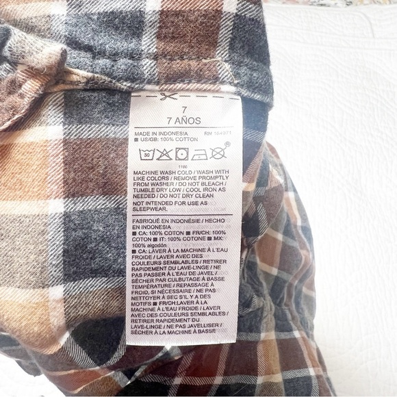 Janie and Jack Tartan Flannel Button Down Shirt 7 - Picture 5 of 5